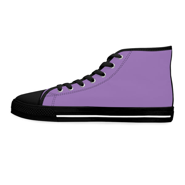 Light Purple Ladies' High Tops, Solid Purple Color Best Quality Women's High Top Fashion Canvas Sneakers Tennis Shoes (US Size: 5.5-12)