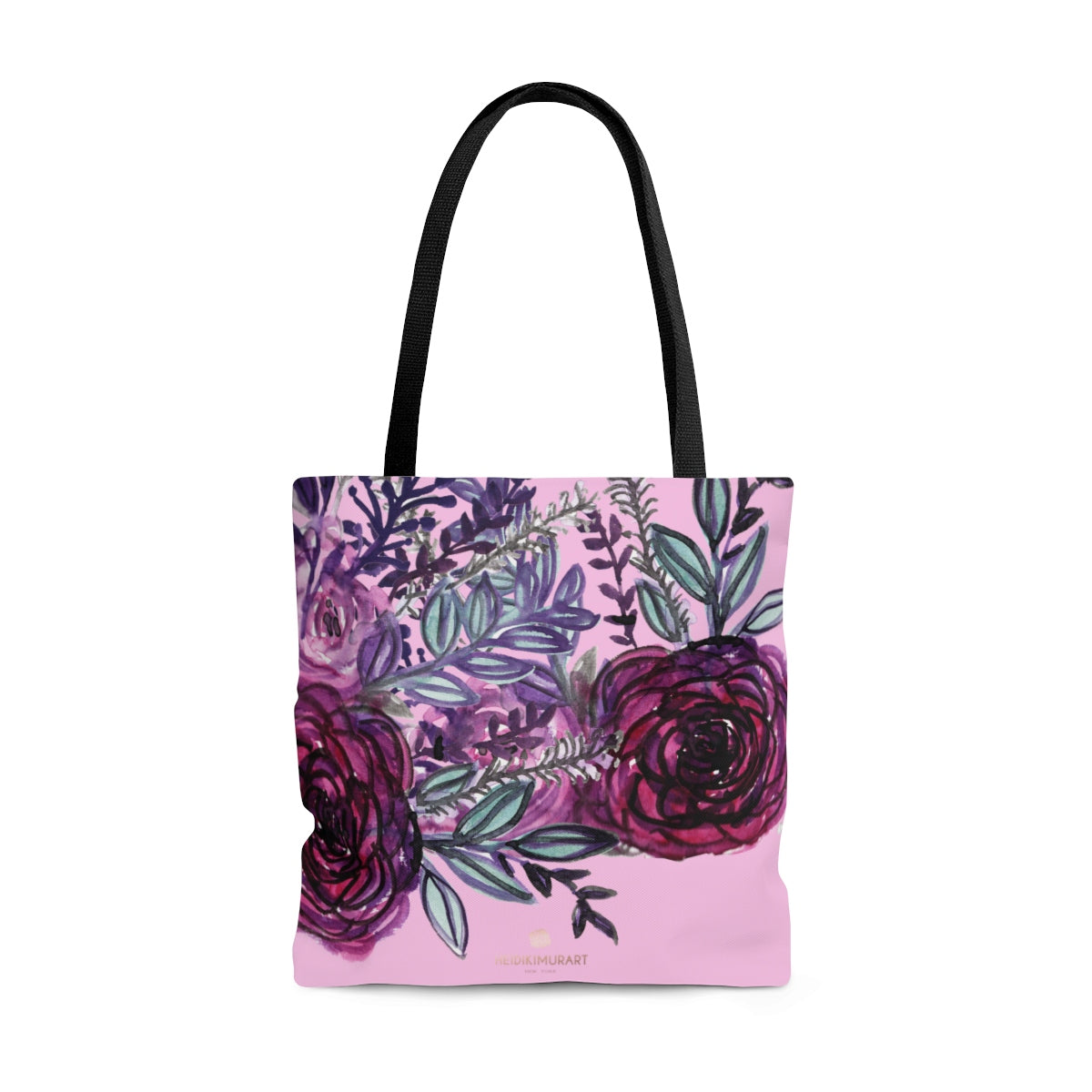 Light Pink Rose Cute Flower Floral Print Women's Designer Tote Bag - Made in USA-Tote Bag-Large-Heidi Kimura Art LLC
