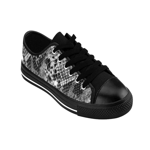 Black Snake Print Men's Sneakers, Designer Snake Animal Print Low Top Shoes For Men-Shoes-Printify-Heidi Kimura Art LLC