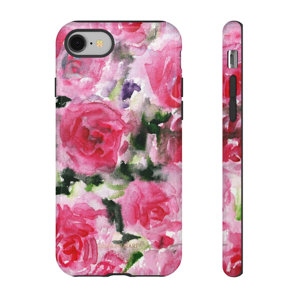 Pink Rose Floral Tough Cases, Roses Flower Print Best Designer Phone Case-Made in USA-Phone Case-Printify-iPhone 8-Glossy-Heidi Kimura Art LLC