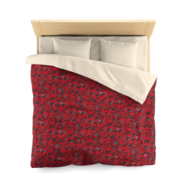 Red Floral Microfiber Duvet Cover