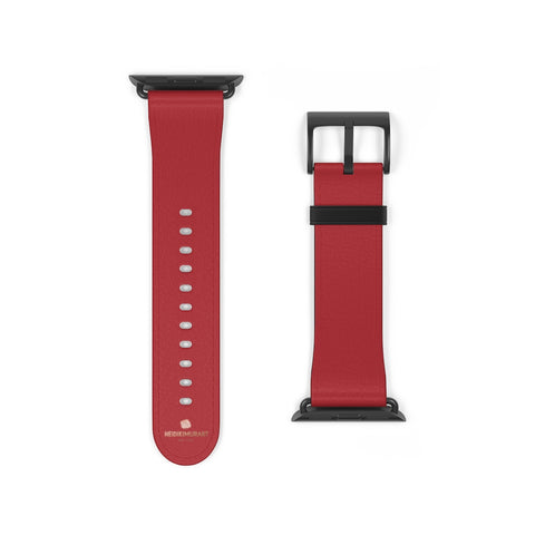 Burgundy Red Solid Color 38mm/42mm Watch Band For Apple Watches- Made in USA-Watch Band-38 mm-Black Matte-Heidi Kimura Art LLC
