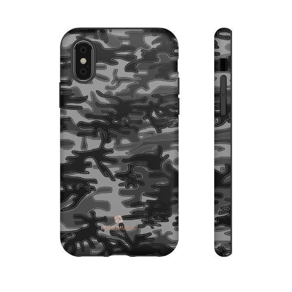 Grey Camouflage Phone Case, Army Military Print Tough Designer Phone Case -Made in USA-Phone Case-Printify-iPhone XS-Matte-Heidi Kimura Art LLC