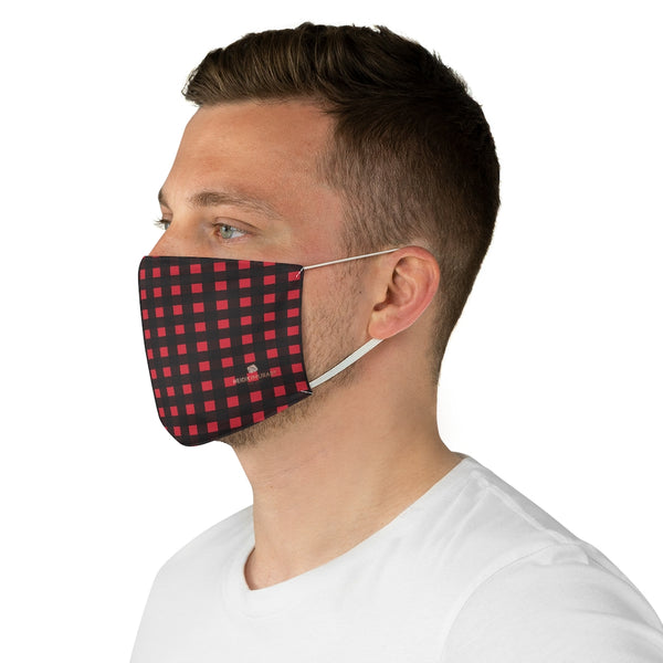 Buffalo Red Plaid Face Mask, Scottish Print Adult Modern Fabric Face Mask-Made in USA-Accessories-Printify-One size-Heidi Kimura Art LLC Buffalo Red Plaid Face Mask, Scottish Print Fashion Face Mask For Men/ Women, Designer Premium Quality Modern Polyester Fashion 7.25" x 4.63" Fabric Non-Medical Reusable Washable Chic One-Size Face Mask With 2 Layers For Adults With Elastic Loops-Made in USA