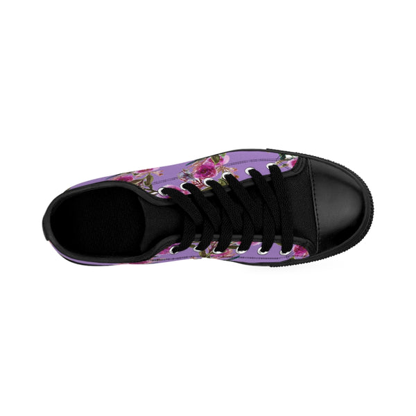 Purple Flower Rose Women's Sneakers, Floral Rose Print Best Tennis Casual Shoes For Women (US Size: 6-12)