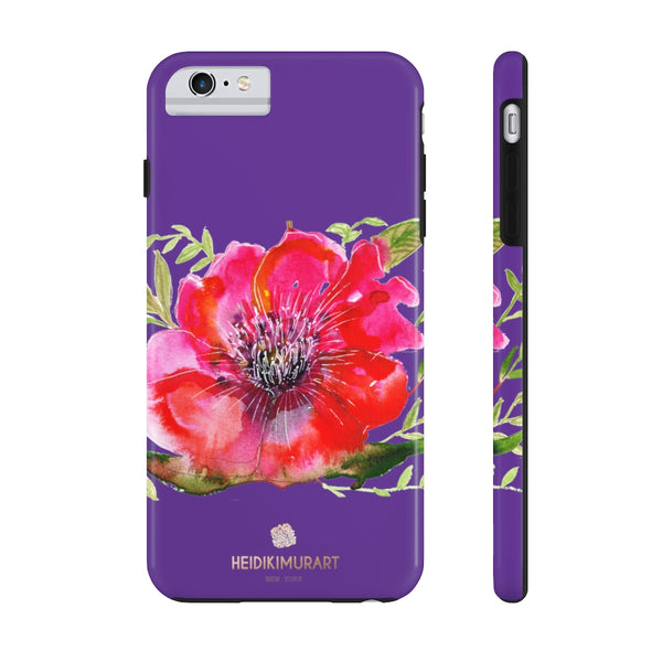 Purple Red Hibiscus Phone Case, Floral Print Flower Case Mate Tough Phone Cases-Made in USA - Heidikimurart Limited 