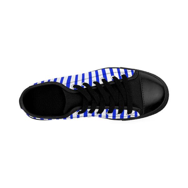 Blue White Striped Women's Sneakers-Shoes-Printify-Heidi Kimura Art LLC Blue White Striped Women's Sneakers, Women's Striped Sneakers, Classic Modern Stripes Low Tops, Designer Low Top Women's Sneakers Tennis Shoes (US Size: 6-12)
