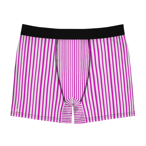 Pink Striped Men's Boxer Briefs, Vertical Stripe Print Premium Quality Underwear For Men-All Over Prints-Printify-Heidi Kimura Art LLC