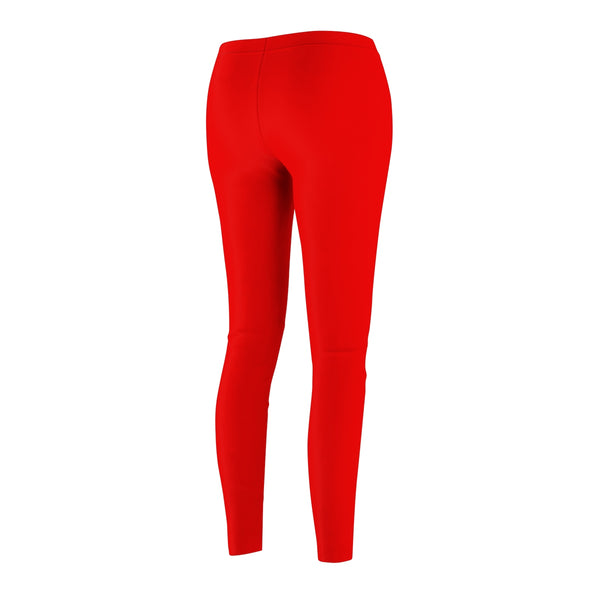 Candy Red Classic Solid Color Women's Casual Leggings - Made in USA(US Size: XS-2XL)-Casual Leggings-Heidi Kimura Art LLC
