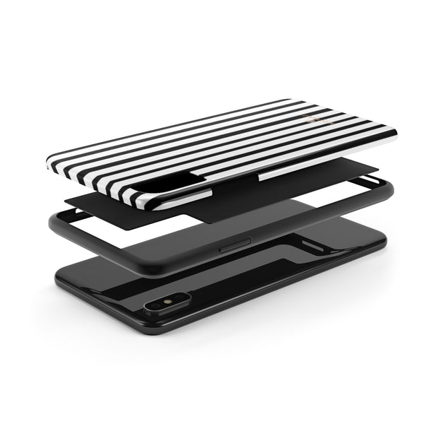 Black Vertical Striped iPhone Case, Designer Case Mate Tough Samsung Galaxy Phone Cases-Phone Case-Printify-Heidi Kimura Art LLC