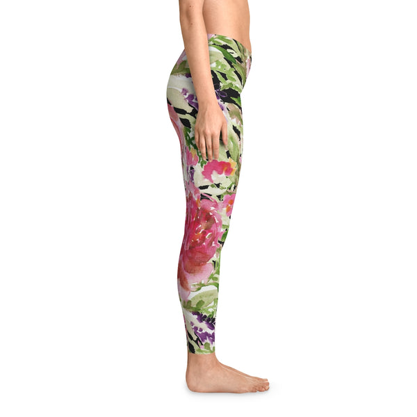 Floral Pink Stretchy Leggings- Made in USA