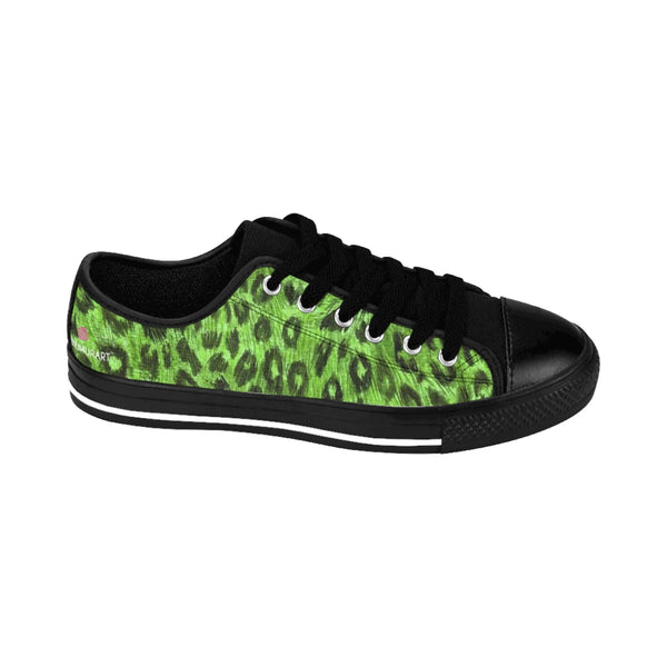 Green Leopard Men's Sneakers, Green Leopard Animal Print Designer Men's Running Low Top Sneakers Shoes, Men's Designer Leopard Animal Print Tennis Shoes (US Size 7-14)