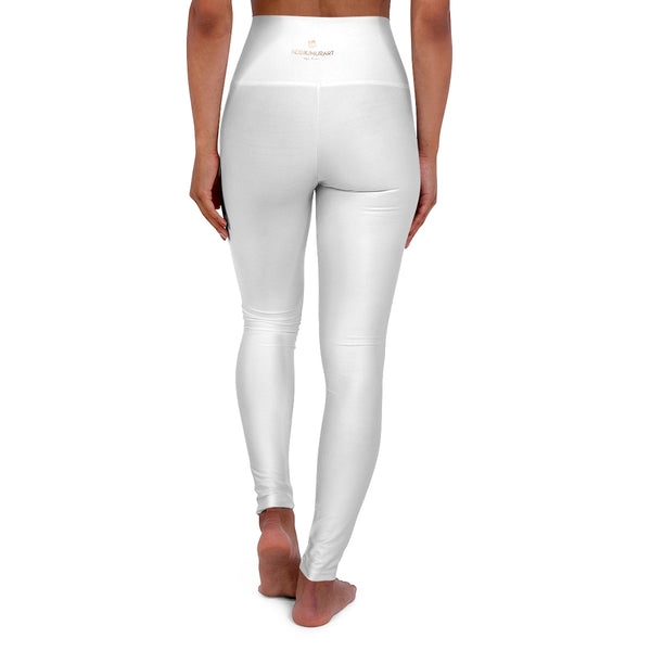 White High Waisted Yoga Leggings, Solid Color Long Women Yoga Tights-All Over Prints-Printify-XL-Heidi Kimura Art LLC