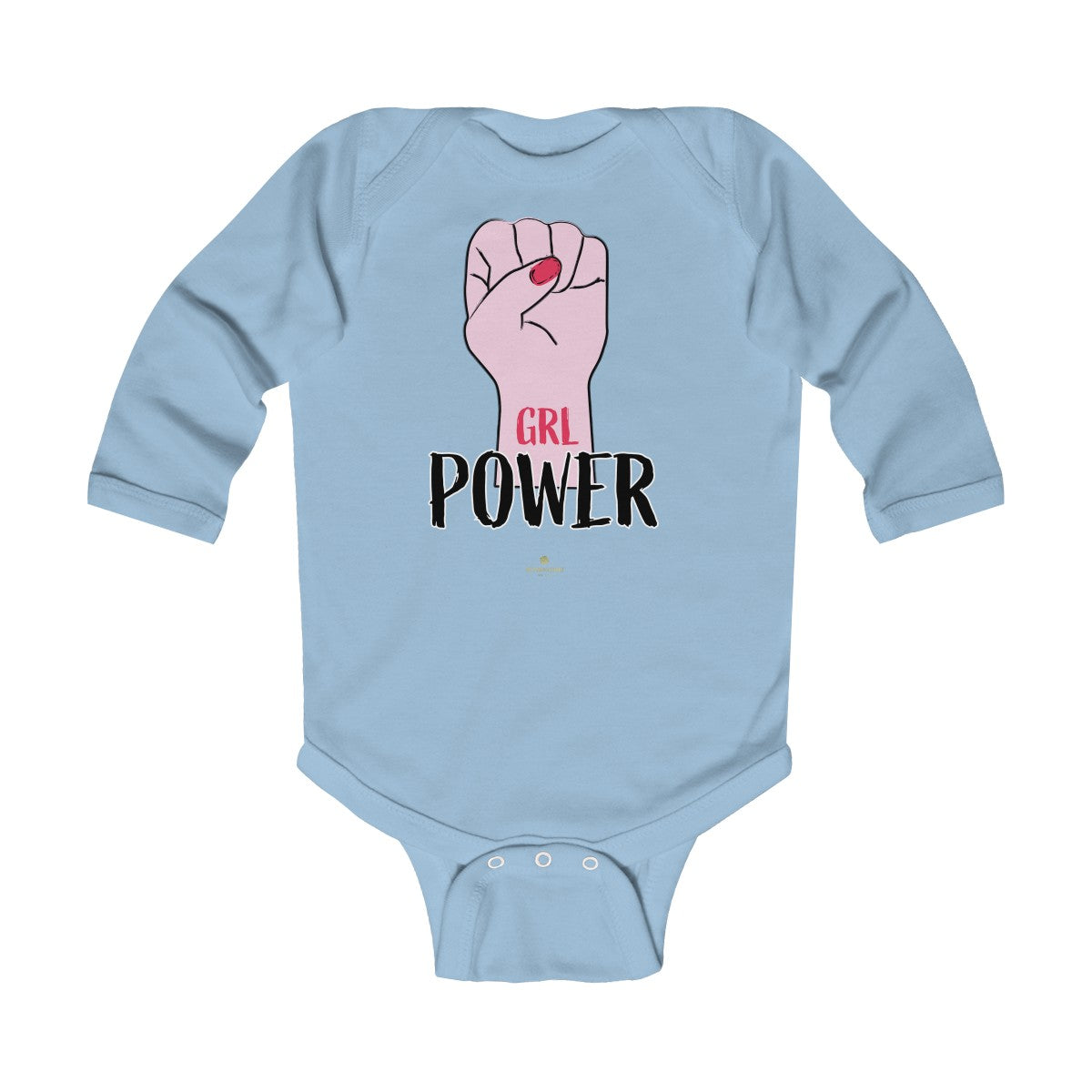 Girl Power Baby Girls Premium Infant Kids Long Sleeve Bodysuit Clothes - Made in USA-Infant Long Sleeve Bodysuit-Light Blue-18M-Heidi Kimura Art LLC