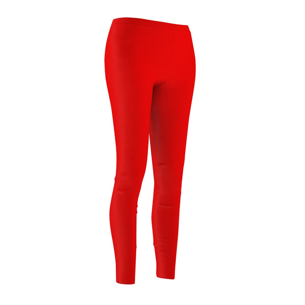 Candy Red Classic Solid Color Women's Casual Leggings - Made in USA(US Size: XS-2XL)-Casual Leggings-Heidi Kimura Art LLC