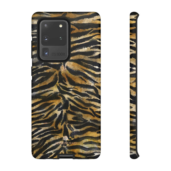 Brown Tiger Striped Tough Cases, Animal Print Best Designer Phone Case-Made in USA-Phone Case-Printify-Samsung Galaxy S20 Ultra-Matte-Heidi Kimura Art LLC