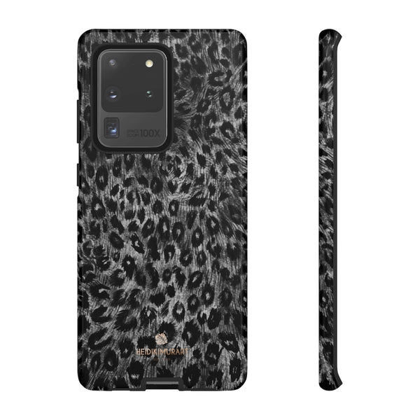 Grey Leopard Animal Print Tough Cases, Designer Phone Case-Made in USA-Phone Case-Printify-Samsung Galaxy S20 Ultra-Glossy-Heidi Kimura Art LLC