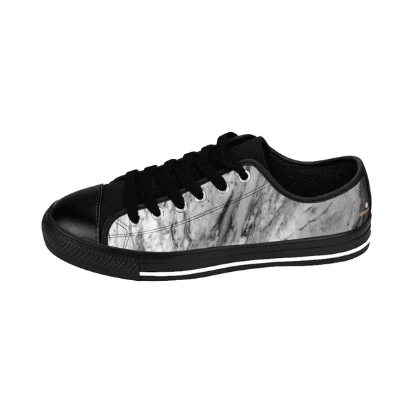 Modern White Gray Marble Print Men's Designer Low Top Sneakers Shoes (US Size: 6-14)-Men's Low Top Sneakers-Heidi Kimura Art LLC Gray Marble Print Men's Sneakers, Modern White Gray  Marble Modern Print Men's Low Top Nylon Canvas Sneakers Fashion Running Tennis Shoes (US Size: 7-14)