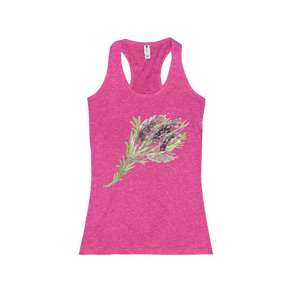 Bright Lavender Floral Women's Racerback Tank - Designed and Made in the USA.-Tank Top-Heliconia Heather-S-Heidi Kimura Art LLC