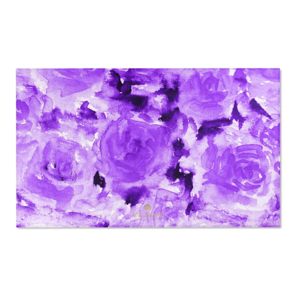 Purple Abstract Floral Print Designer 24x36, 36x60, 48x72 inches Area Rugs - Printed in USA-Area Rug-60" x 36"-Heidi Kimura Art LLC