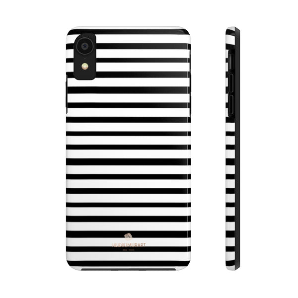 Black White Striped iPhone Case, Designer Case Mate Tough Samsung Galaxy Phone Cases-Phone Case-Printify-iPhone XR-Heidi Kimura Art LLC