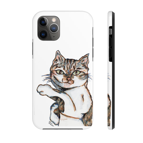 White Cat Phone Case, Peanut Meow Cat Case Mate Tough Phone Cases-Made in USA - Heidikimurart Limited 