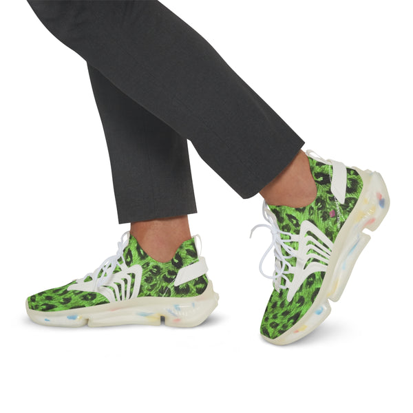 Green Leopard Print Men's Shoes, Best Comfy Animal Print Men's Mesh Sports Sneakers Shoes Size: 5-12) | Heidikimurart