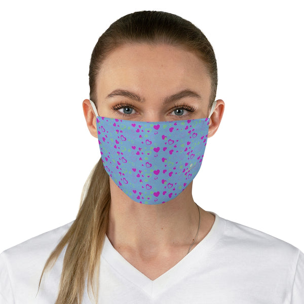 Blue Pink Hearts Face Mask, Adult Heart Pattern Fabric Face Mask-Made in USA-Accessories-Printify-One size-Heidi Kimura Art LLC Blue Pink Hearts Face Mask, Adult Heart Pattern Valentines Fashion Face Mask For Men/ Women, Designer Premium Quality Modern Polyester Fashion 7.25" x 4.63" Fabric Non-Medical Reusable Washable Chic One-Size Face Mask With 2 Layers For Adults With Elastic Loops-Made in USA
