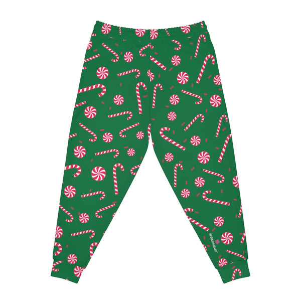 Christmas Winter Unisex Athletic Joggers, Green Sweatpants For Men or Women