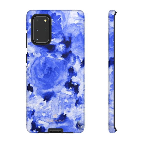 Blue Floral Print Phone Case, Roses Tough Designer Phone Case -Made in USA-Phone Case-Printify-Samsung Galaxy S20+-Glossy-Heidi Kimura Art LLC