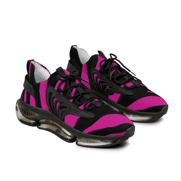 Hot Pink Zebra Print Men's Shoes, Comfy Zebra Striped Animal Print Comfy Men's Mesh-Knit Designer Premium Laced Up Breathable Comfy Sports Sneakers Shoes (US Size: 5-12)