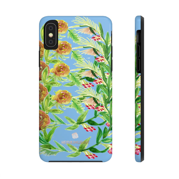 Blue Orange Floral Print Phone Case, Flower Case Mate Tough Phone Cases-Made in USA - Heidikimurart Limited 