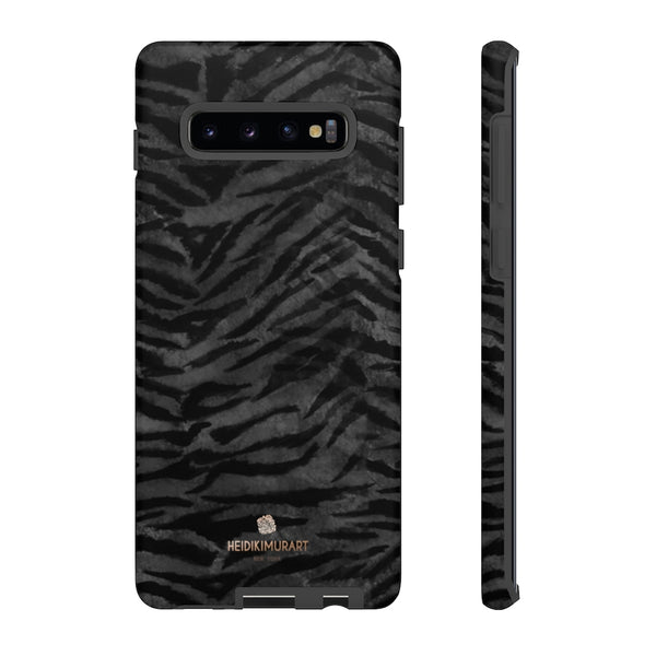 Black Tiger Striped Tough Cases, Animal Print Best Designer Phone Case-Made in USA-Phone Case-Printify-Samsung Galaxy S10 Plus-Matte-Heidi Kimura Art LLC