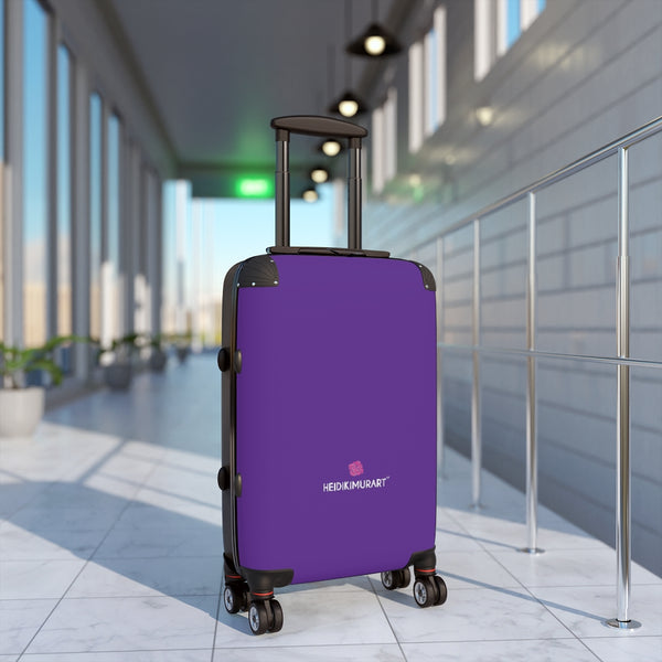 Dark Purple Color Cabin Suitcase, Carry On Polycarbonate Front and Hard-Shell Durable Small 1-Size Carry-on Luggage With 2 Inner Pockets & Built in Lock With 4 Wheel 360° Swivel and Adjustable Telescopic Handle - Made in USA/UK (Size: 13.3" x 22.4" x 9.05", Weight: 7.5 lb) Unique Cute Carry-On Best Personal Travel Bag Custom Luggage - Gift For Him or Her 