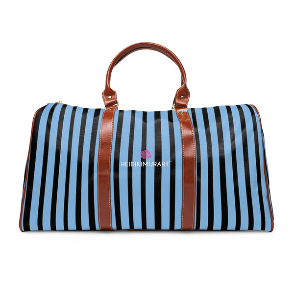 Blue Striped Waterproof Travel Bag