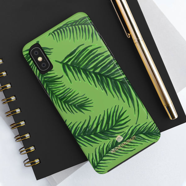 Green Tropical Print Phone Case, Palm Leaf Case Mate Tough Phone Cases-Made in USA - Heidikimurart Limited 