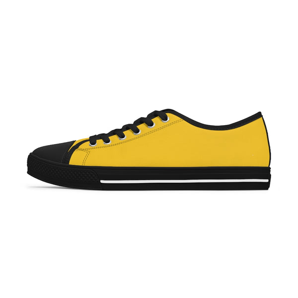 Yellow Color Ladies' Sneakers, Solid Yellow Color Modern Minimalist Basic Essential Women's Low Top Sneakers Tennis Shoes, Canvas Fashion Sneakers With Durable Rubber Outsoles and Shock-Absorbing Layer and Memory Foam Insoles (US Size: 5.5-12)