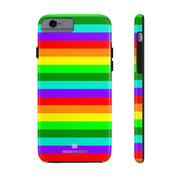Rainbow Stripe Gay Pride iPhone Case, Colourful Case Mate Tough Samsung Galaxy Phone Cases-Phone Case-Printify-iPhone 6/6s Tough-Heidi Kimura Art LLC