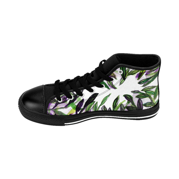 Tropical Leaves Print Men's Sneakers, Designer Men's High Top Sneakers