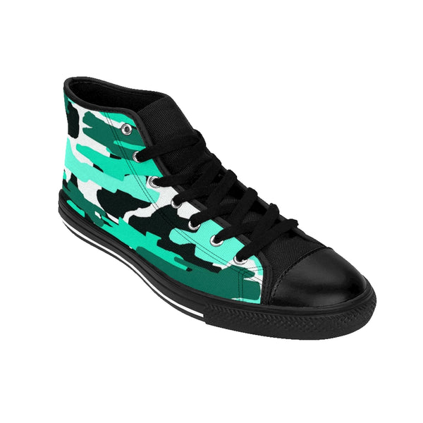 Blue Camo Women's Sneakers, Camoflage Print Designer High-top Sneakers Tennis Shoes-Shoes-Printify-Heidi Kimura Art LLCBlue Camo Women's Sneakers, Army Military Camouflage Print 5" Calf Height Women's High-Top Sneakers Running Canvas Tennis Shoes (US Size: 6-12)