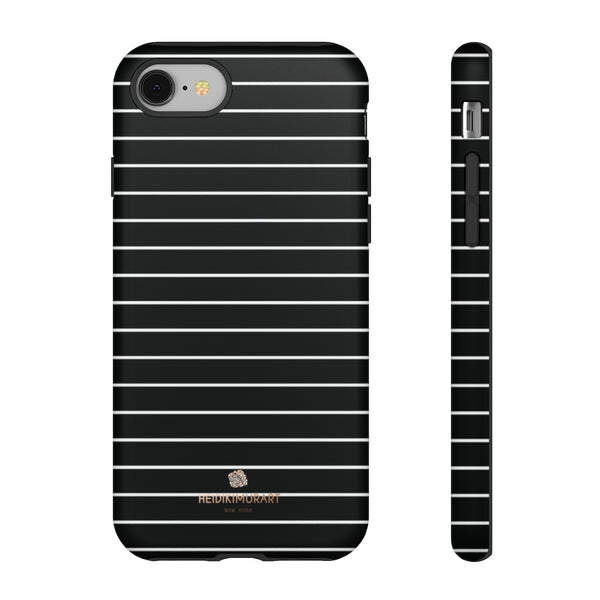 Black White Striped Tough Cases, Designer Phone Case-Made in USA-Phone Case-Printify-iPhone 8-Matte-Heidi Kimura Art LLC