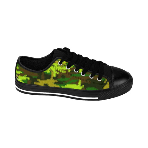 Green Brown Camo Women's Sneakers, Green and Brown Army Military Camouflage Printed Designer Best Fashion Low Top Canvas Lightweight Premium Quality Women's Sneakers (US Size: 6-12)