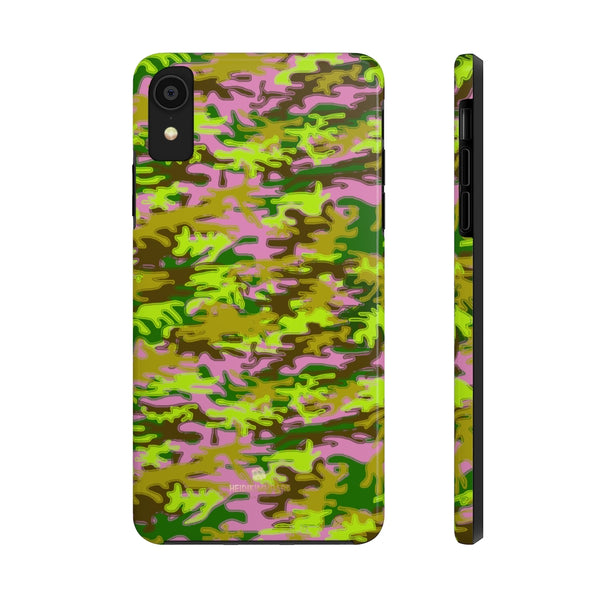 Pink Green Camo iPhone Case, Case Mate Tough Samsung Galaxy Phone Cases-Phone Case-Printify-iPhone XR-Heidi Kimura Art LLC