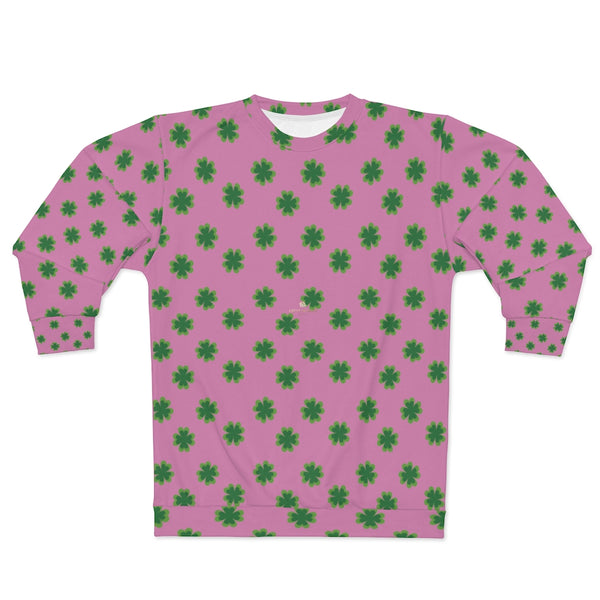 Pink St. Patrick's Day Shirt, Pink St. Patrick's Day Green Clover Leaf Print Unisex Classic Fit Couple's Cotton Polyester Sweatshirt - Made in USA (US Size: XS-2XL) Shamrock St. Patrick's Day Sweatshirt Unisex, Mens st patricks day, St patricks day shirt women long sleeve, St Patricks Day Tops in Men's T-Shirts, St. Patrick's Day Men's and Women's Unisex Couples Top, mens st patricks day shirts, st patricks day t shirts