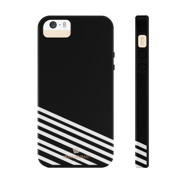 Black White Striped iPhone Case, Modern Case Mate Tough Samsung Galaxy Phone Cases-Phone Case-Printify-iPhone 5/5s/5se Tough-Heidi Kimura Art LLC