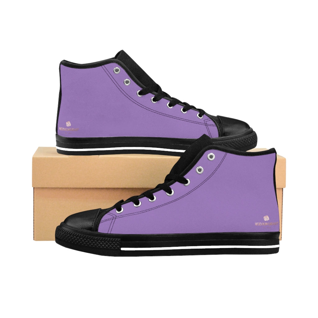 Light Purple Men's Sneakers, Pale Purple Solid Color Print Designer Men's Shoes, Men's High Top Sneakers US Size 6-14, Mens High Top Casual Shoes, Unique Fashion Tennis Shoes, Solid Color Sneakers, Mens Modern Footwear (US Size: 6-14)