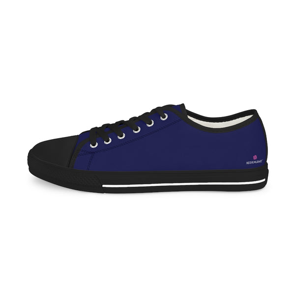 Navy Blue Color Men's Sneakers, Best Solid Dark Blue Color Men's Low Top Sneakers Tennis Canvas Shoes (US Size: 5-14)