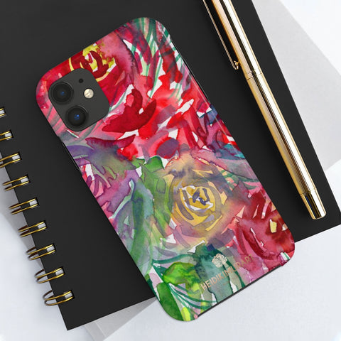 Red Rose Floral Print Phone Case, Flower Case Mate Tough Phone Cases-Made in USA - Heidikimurart Limited 