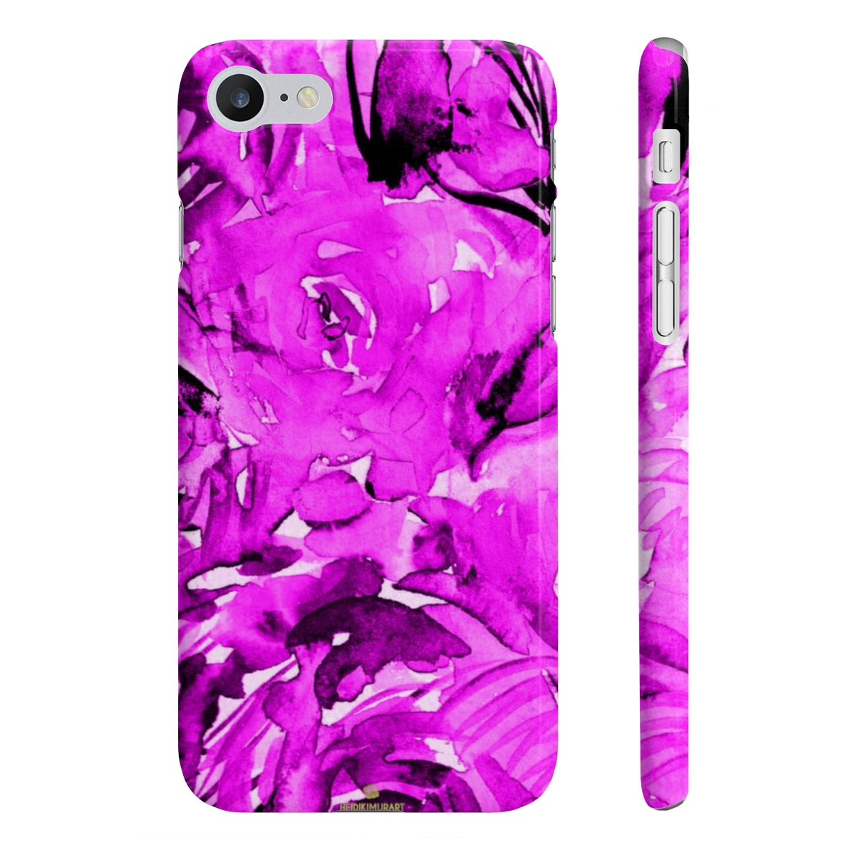 Purple Pink Slim iPhone/ Samsung Galaxy Floral Purple Rose Smart Phone Case, Made in UK-Phone Case-iPhone 7, iPhone 8 Slim-Glossy-Heidi Kimura Art LLC