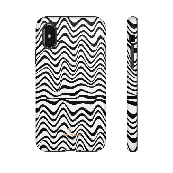 Wavy Black White Tough Cases-Phone Case-Printify-iPhone XS-Glossy-Heidi Kimura Art LLC